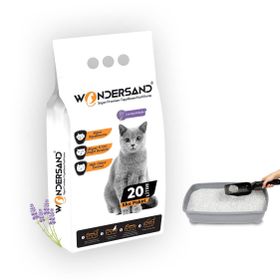 Wondersand Premium Beyaz Bentonit İnce Taneli Lavanta Kokulu Topaklanan 20 lt Kedi Kumu