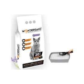 Wondersand Premium Beyaz Bentonit İnce Taneli Lavanta Kokulu Topaklanan 20 lt Kedi Kumu