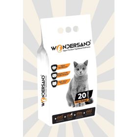Wondersand Premium Beyaz Bentonit Kalın Taneli KokusuzTopaklanan 20 lt Kedi Kumu