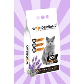 Wondersand Premium Beyaz Bentonit Kalın Taneli Lavanta Kokulu Topaklanan 20 lt Kedi Kumu