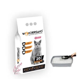 Wondersand Süper Premium 20 lt Beyaz Bentonit İnce Tane Japon Kirazı Kokulu Topaklanan Kedi Kumu