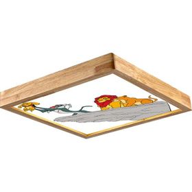 Wood Design World Ahşap Çerçeve Motifli Tavan LED Aydınlatma Avize