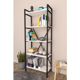 Wood House Beyaz Bahar 5 Raflı Kitaplık