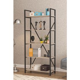 Wood House - Cordoba Deniz Metal 5 Raflı Kitaplık