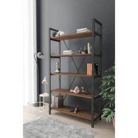 Wood House Efsun Geniş Raflı Ceviz Kitaplık