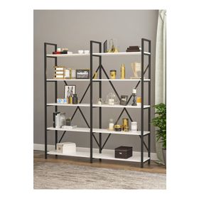 Wood House İlayda Geniş Raflı Beyaz Kitaplık