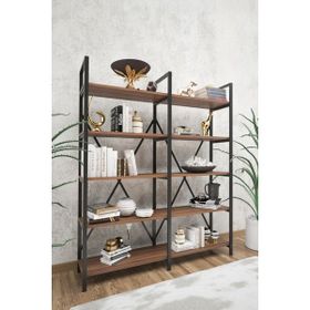 Wood House İlayda Geniş Raflı Ceviz Kitaplık