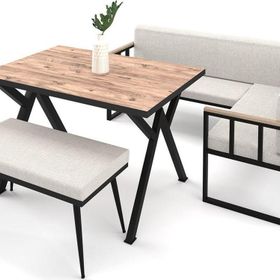 Wood House Polen Minderli Bej Mutfak Köşe Takımı