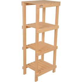 Wooden City 4 Katlı Doğal Ahşap Raf