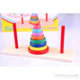Wooden Toys Renkli Ahşap Hanoi Kuleleri Oyuncak