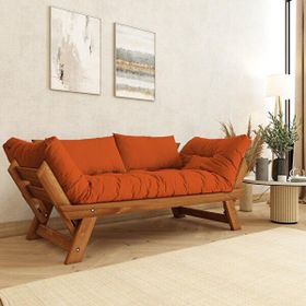 Woodesk Adalar CPT8172-210 Masif Tik Turuncu 2'li Kanepe