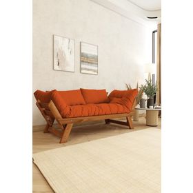 Woodesk Adalar CPT8172-210 Masif Tik Turuncu 2'li Kanepe