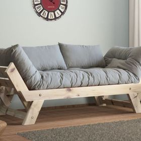 Woodesk Adalar Natural Renk Masif Ahşap Gri Kanepe