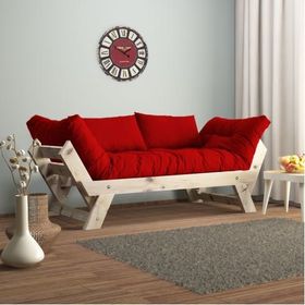 Woodesk Adalar Natural Renk Masif Ahşap Kırmızı Kanepe