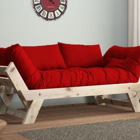 Woodesk Adalar Natural Renk Masif Ahşap Kırmızı Kanepe