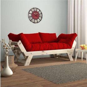 Woodesk Adalar Natural Renk Masif Ahşap Kırmızı Kanepe