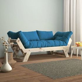 Woodesk Adalar Natural Renk Masif Ahşap Mavi Kanepe
