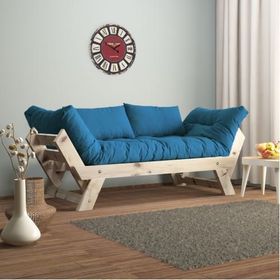 Woodesk Adalar Natural Renk Masif Ahşap Mavi Kanepe