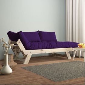 Woodesk Adalar Natural Renk Masif Ahşap Mor Kanepe