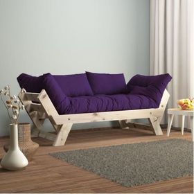 Woodesk Adalar Natural Renk Masif Ahşap Mor Kanepe