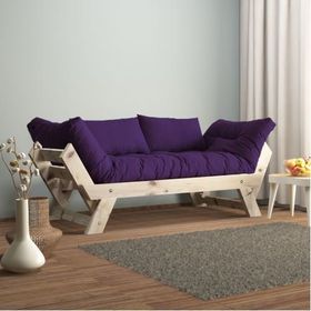 Woodesk Adalar Natural Renk Masif Ahşap Mor Kanepe