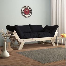 Woodesk Adalar Natural Renk Masif Ahşap Siyah Kanepe