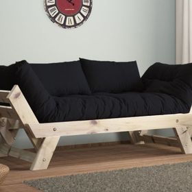 Woodesk Adalar Natural Renk Masif Ahşap Siyah Kanepe