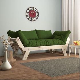 Woodesk Adalar Natural Renk Masif Ahşap Yeşil Kanepe