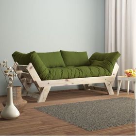 Woodesk Adalar Natural Renk Masif Ahşap Yeşil Kanepe