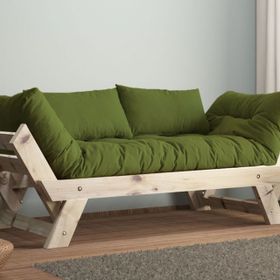 Woodesk Adalar Natural Renk Masif Ahşap Yeşil Kanepe
