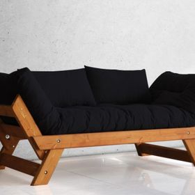 Woodesk Adalar Tik Renk Masif Ahşap Siyah Kanepe