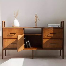 Woodesk Cpt4710-170 Oasis Masif Ahşap 140x90 cm Tik Renk Dolap