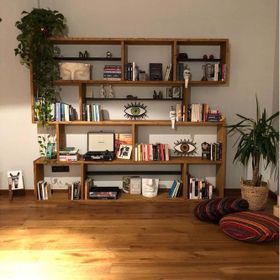 Woodesk CPT6004-200 Masif Ağaç Tik Renk 200x200 cm Kitaplık