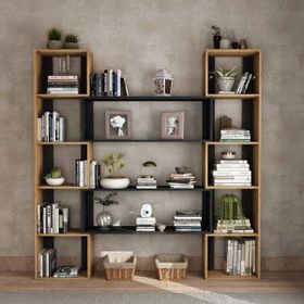 Woodesk CPT6011-200 Natural Dublin Masif Ağaç 190x200 cm Kitaplık