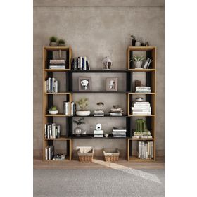 Woodesk CPT6011-200 Natural Dublin Masif Ağaç 190x200 cm Kitaplık