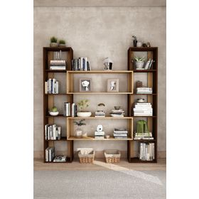 Woodesk CPT6013-200 Ceviz Dublin Masif Ağaç 190x200 cm Kitaplık