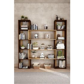 Woodesk CPT6013-200 Ceviz Dublin Masif Ağaç 190x200 cm Kitaplık