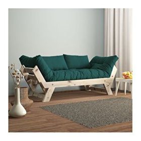 Woodesk CPT8110-210 Adalar Masif Natural-Petrol Renk 2'li Kanepe