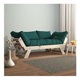 Woodesk CPT8110-210 Adalar Masif Natural-Petrol Renk 2'li Kanepe