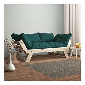 Woodesk CPT8110-210 Adalar Masif Natural-Petrol Renk 2'li Kanepe