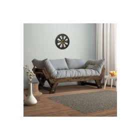Woodesk CPT8113-210 Adalar Masif Ceviz-Gri Renk Ahşap 2'li Kanepe