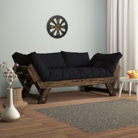 Woodesk CPT8117-210 Adalar Masif Ceviz-Siyah Renk 2'li Kanepe