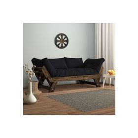 Woodesk CPT8117-210 Adalar Masif Ceviz-Siyah Renk 2'li Kanepe