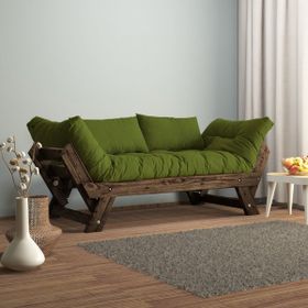 Woodesk CPT8118-210 Adalar Masif Ceviz-Yeşil Renk 2'li Kanepe