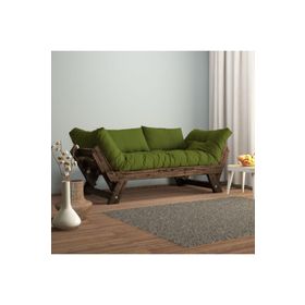 Woodesk CPT8118-210 Adalar Masif Ceviz-Yeşil Renk 2'li Kanepe
