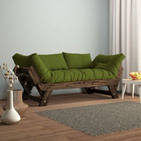 Woodesk CPT8118-210 Adalar Masif Ceviz-Yeşil Renk 2'li Kanepe