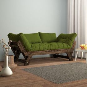 Woodesk CPT8118-210 Adalar Masif Ceviz-Yeşil Renk 2'li Kanepe
