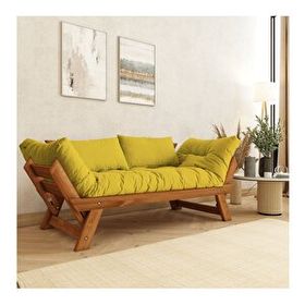 Woodesk CPT8163-210 Adalar Masif Tik-Sarı Renk 2li Kanepe