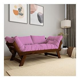Woodesk CPT8165-210 Adalar Masif Ceviz-Pembe Renk 2li Kanepe