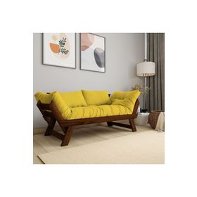 Woodesk CPT8166-210 Adalar Masif Ceviz-Sarı Renk 2li Kanepe